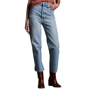Rowan Hayden Straight Leg Jean High Waist Distressed Washed Blue